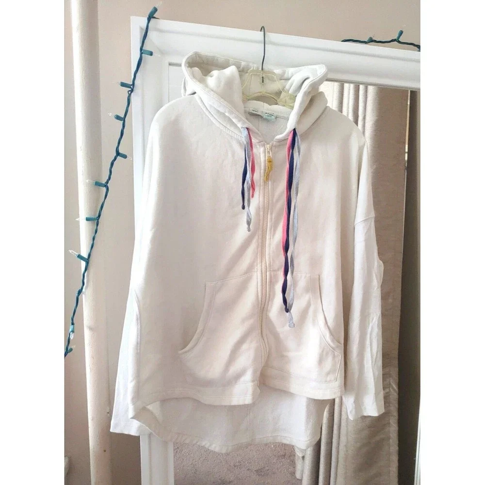 anthropologie saturday sunday Women's White Gray Hoodie Medium Cotton - Picture 3 of 7